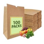 100 Pack Paper Kraft Paper Bags,Heavy Duty Large Grocery Brown Bag,14x10.5x6.5 Inch Bags for Storage,Take out,Shopping,Sacks