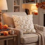 Sm:)e Embroidered Goost Plush Faux Fur Jacquard Halloween Throw Pillow Cover 18x18 Inch White, Set of 2 Silky Soft Cushion Case for Sofa Couch - Image 17