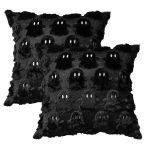 Sm:)e Embroidered Goost Plush Faux Fur Jacquard Halloween Throw Pillow Cover 18x18 Inch White, Set of 2 Silky Soft Cushion Case for Sofa Couch - Image 37